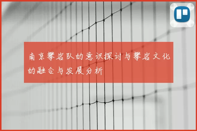 南京攀岩队的意识探讨与攀岩文化的融合与发展分析