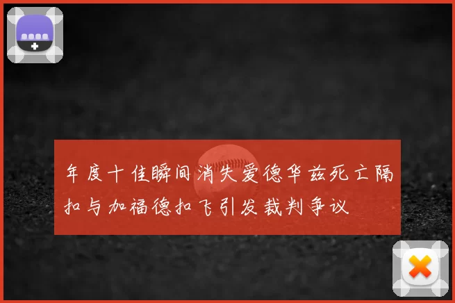 年度十佳瞬间消失爱德华兹死亡隔扣与加福德扣飞引发裁判争议